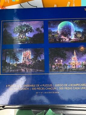 Disney 4-Puzzle Night Park Scenes 500 pieces each 3 never opened 🎢 🎡